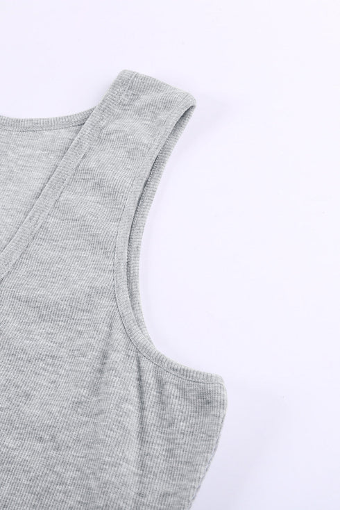 Sleeveless Scoop Neck Button Tank Top